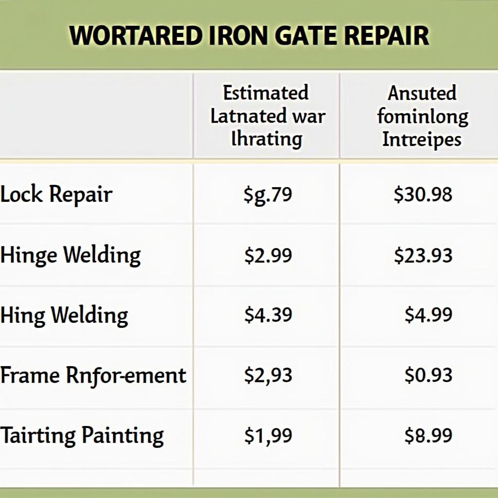 Bảng giá tham khảo dịch vụ sửa cửa sắt tại Quận Tân Bình