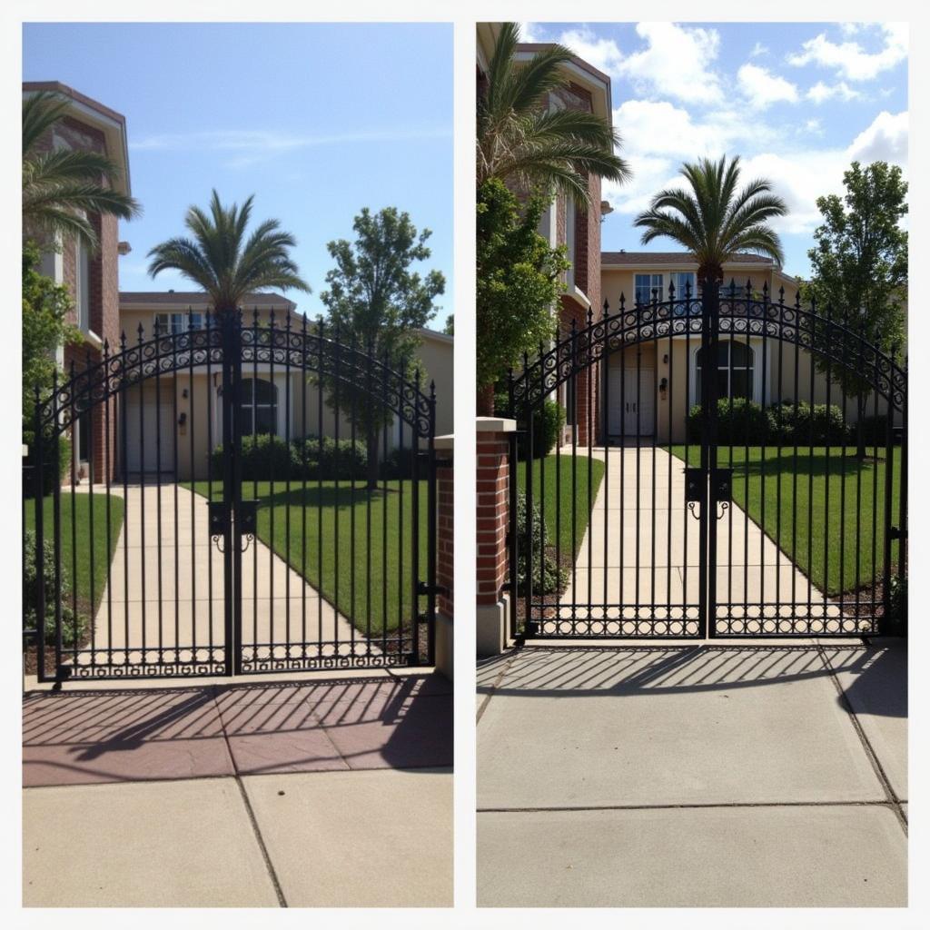 Hình ảnh trước và sau khi sửa chữa cửa sắt tại một nhà ở thuộc Quận 7