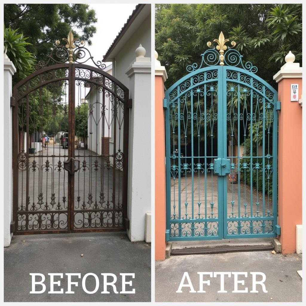 Hình ảnh trước và sau khi sửa chữa cửa sắt tại nhà ở TP.HCM