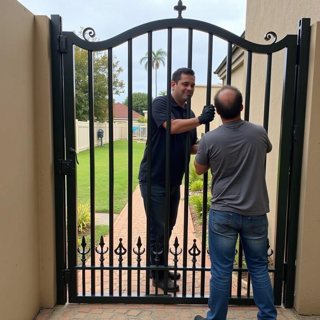 Thợ hàn cửa sắt tại nhà ở Quận 7 đang thực hiện sửa chữa